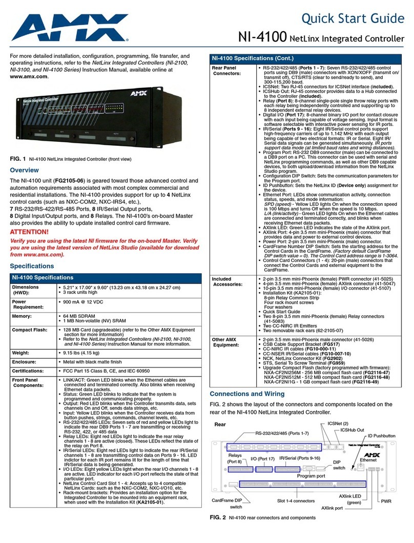 AMX NetLinx Integrated Controller NI-4100 quick start guide