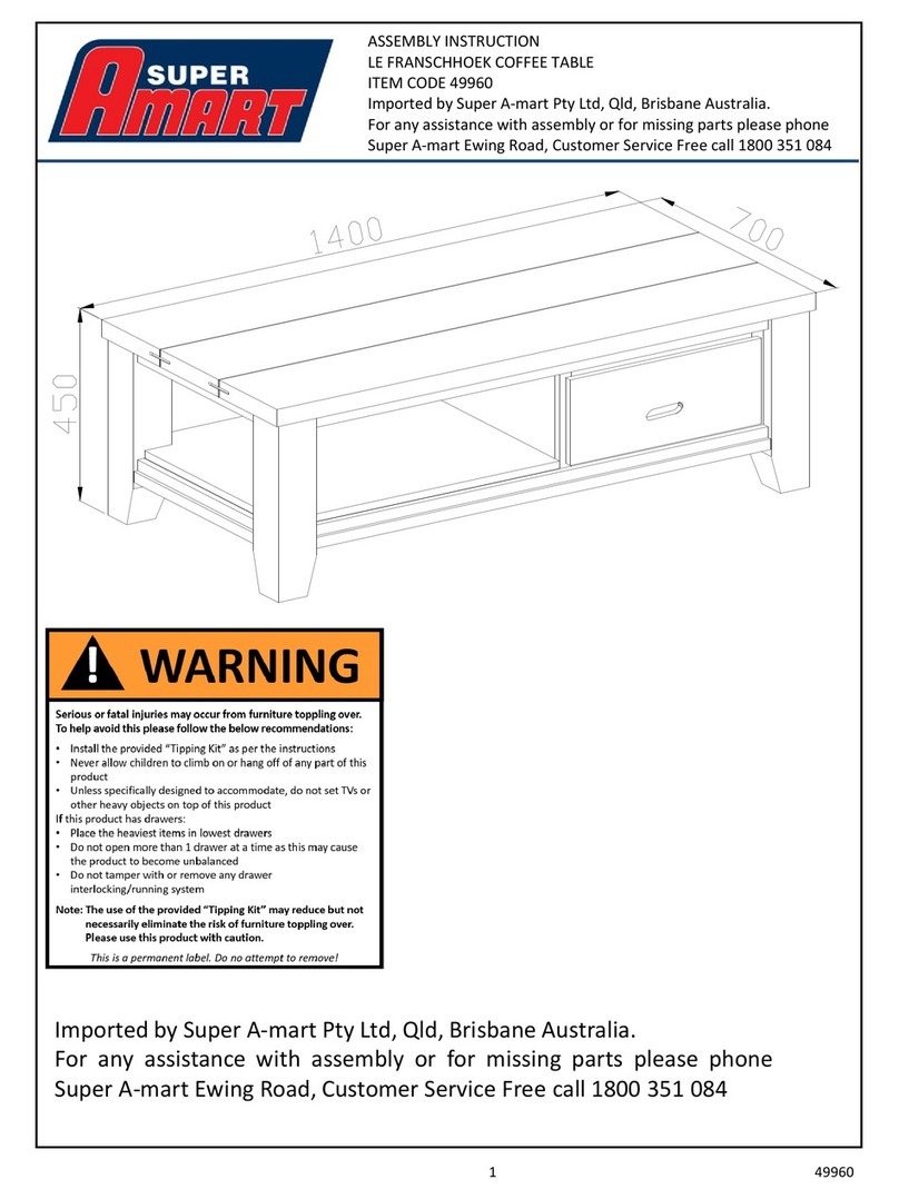 Amart Furniture LE FRANSCHHOEK 49960 Assembly instruction Amart Furniture LE FRANSCHHOEK 49960 Assembly instruction
