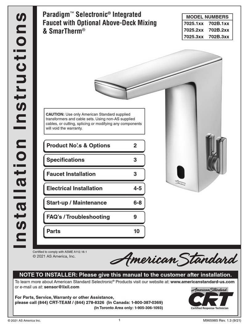 American Standard Paradigm Selectronic 702B.1 Series installation instructions American Standard Paradigm Selectronic 702B.1 Series installation instructions