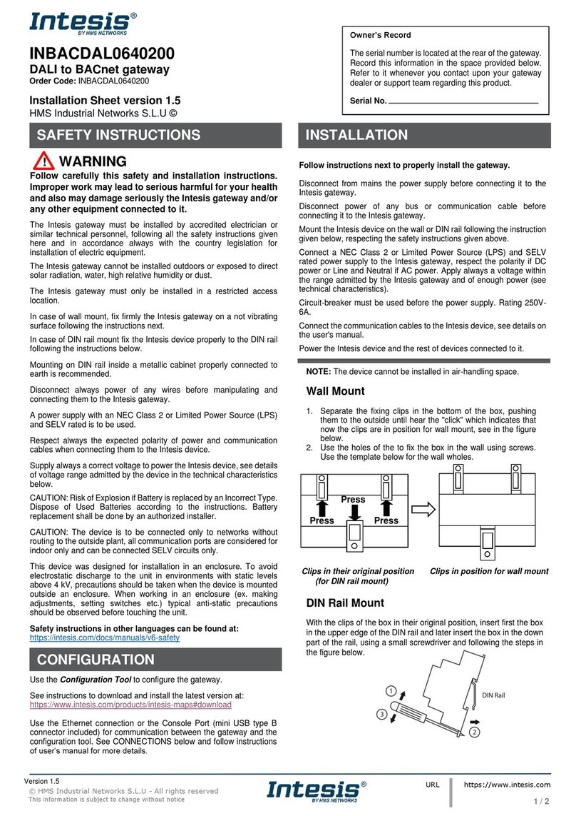 HMS Networks Intesis INBACDAL0640200 Assembly instructions