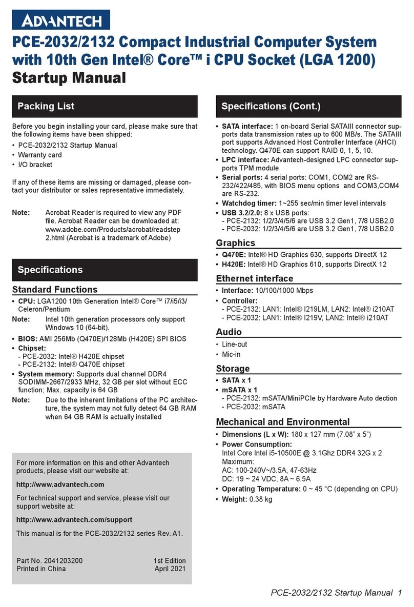 Advantech PCE-2032 Installation and operation manual