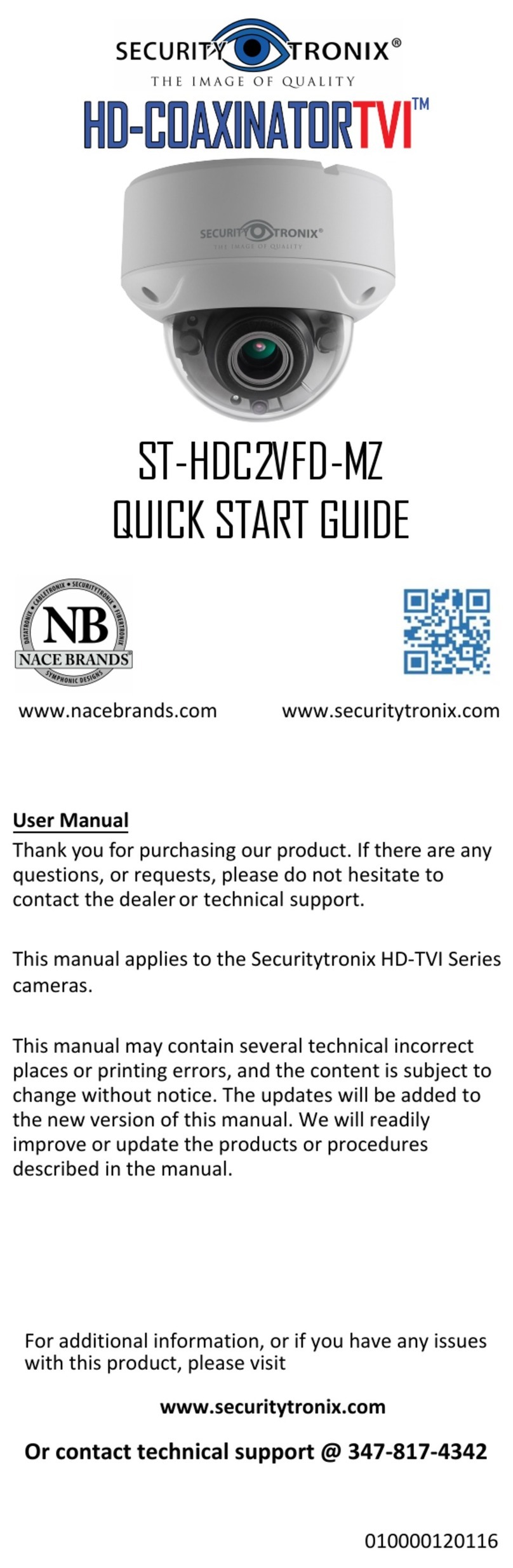 Securitytronix HD-CDAXINATORTVI ST-HDC2VFD-MZ User manual Securitytronix HD-CDAXINATORTVI ST-HDC2VFD-MZ User manual