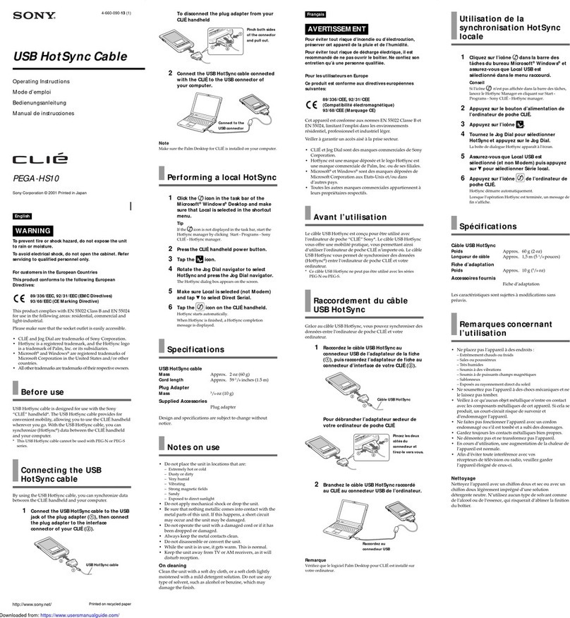 Sony CLIE PEGA-HS10 User manual Sony CLIE PEGA-HS10 User manual