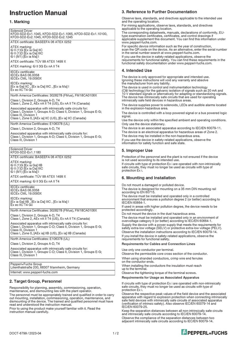 Pepperl+Fuchs KFD0-SD2-E 1.1045 Series User manual