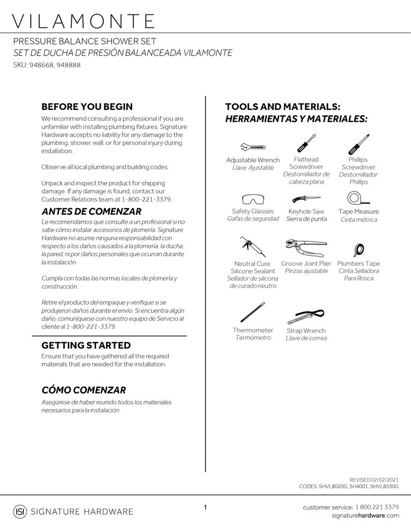 Signature Hardware VILAMONTE SHVL8020GMB User manual Signature Hardware VILAMONTE SHVL8020GMB User manual