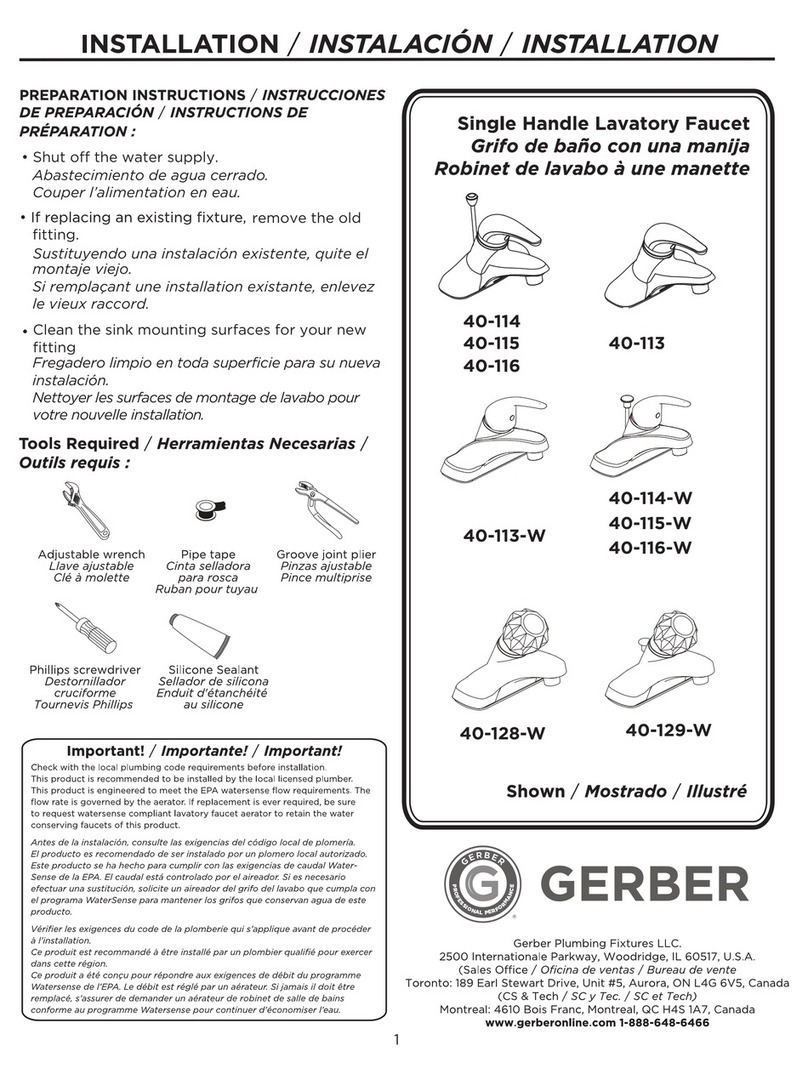 Gerber 40-114 Installation instruction Gerber 40-114 Installation instruction