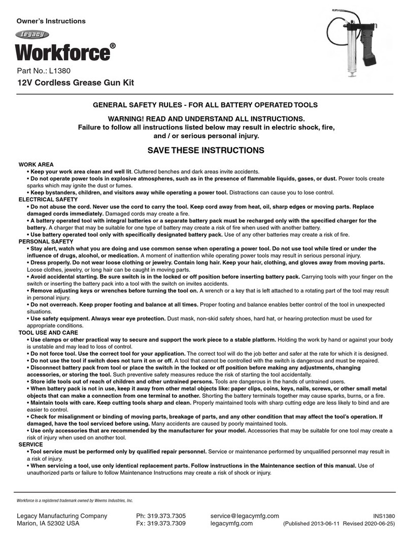 Legacy Workforce 1380 Owner's instructions