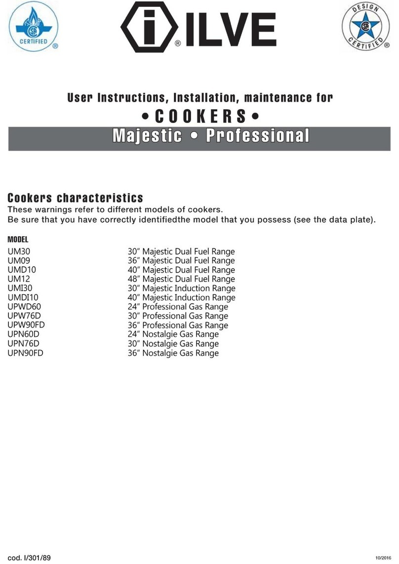 ILVE Majestic UM30 Operating and maintenance manual