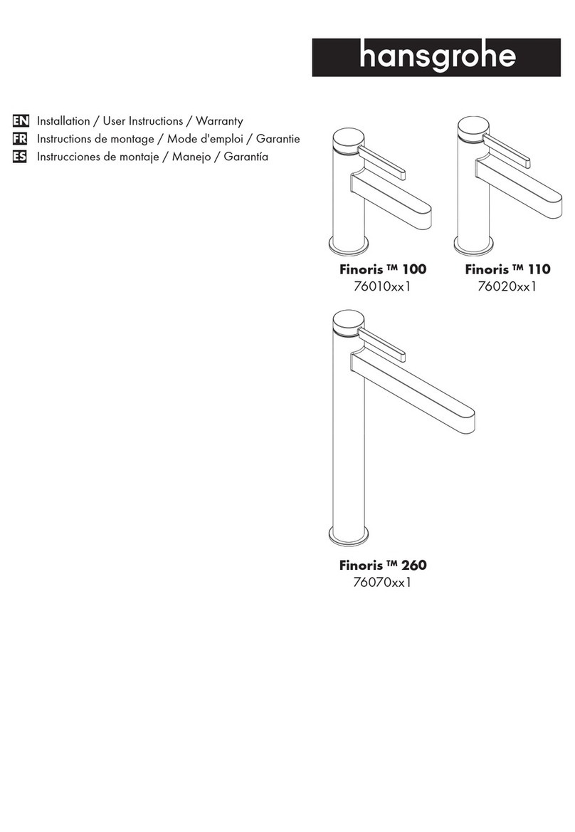Hans Grohe Finoris 100 76010 1 Series Installation/User Instructions/Warranty Hans Grohe Finoris 100 76010 1 Series Installation/User Instructions/Warranty