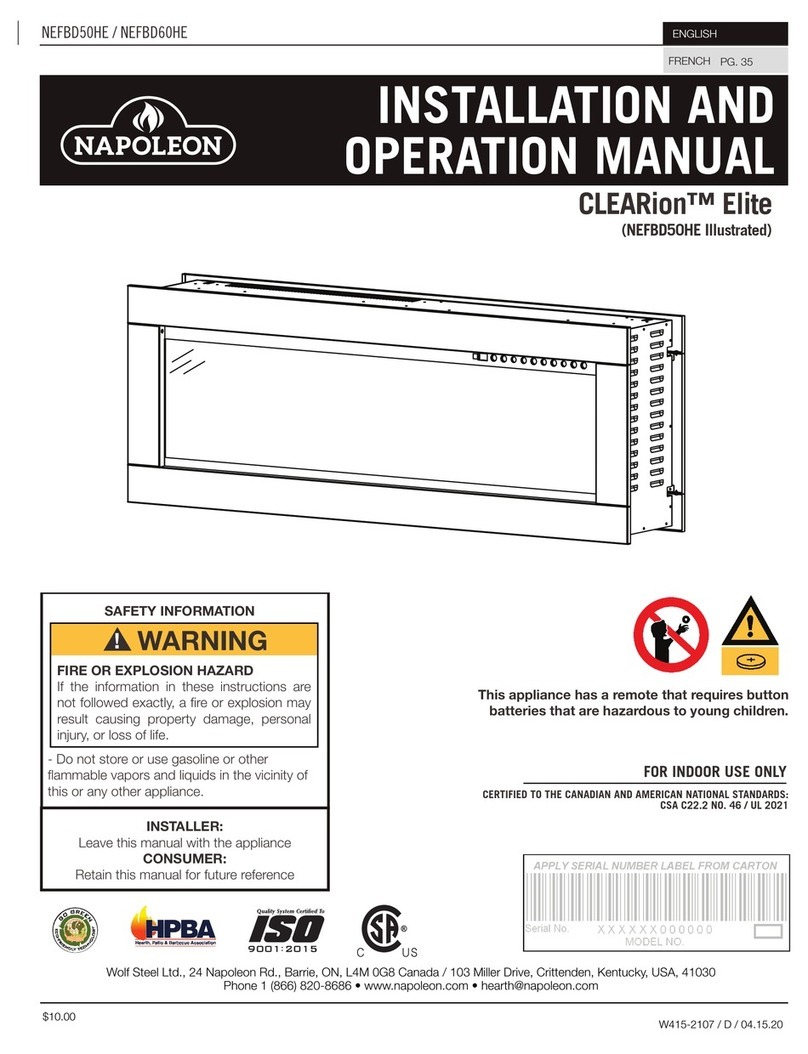 Napoleon CLEARion Elite NEFBD60HE Installation and operation manual