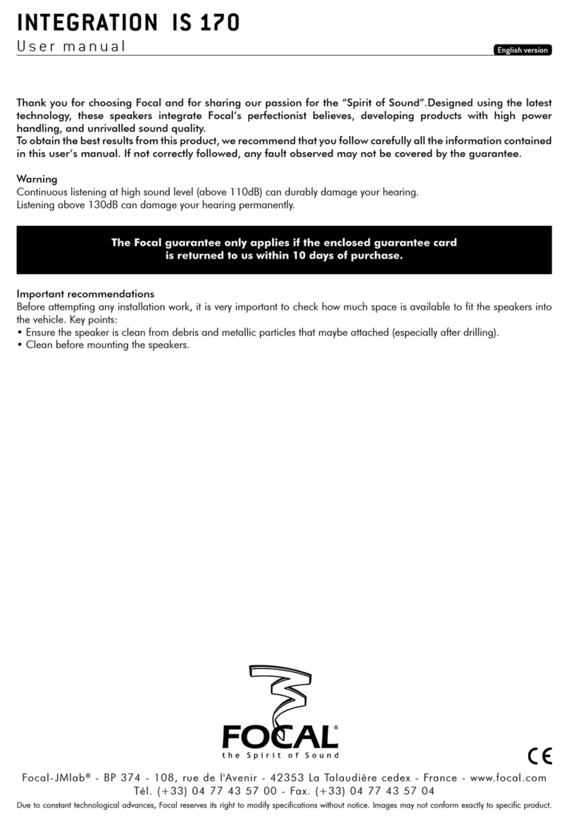Focal INTEGRATION IS 170 user manual