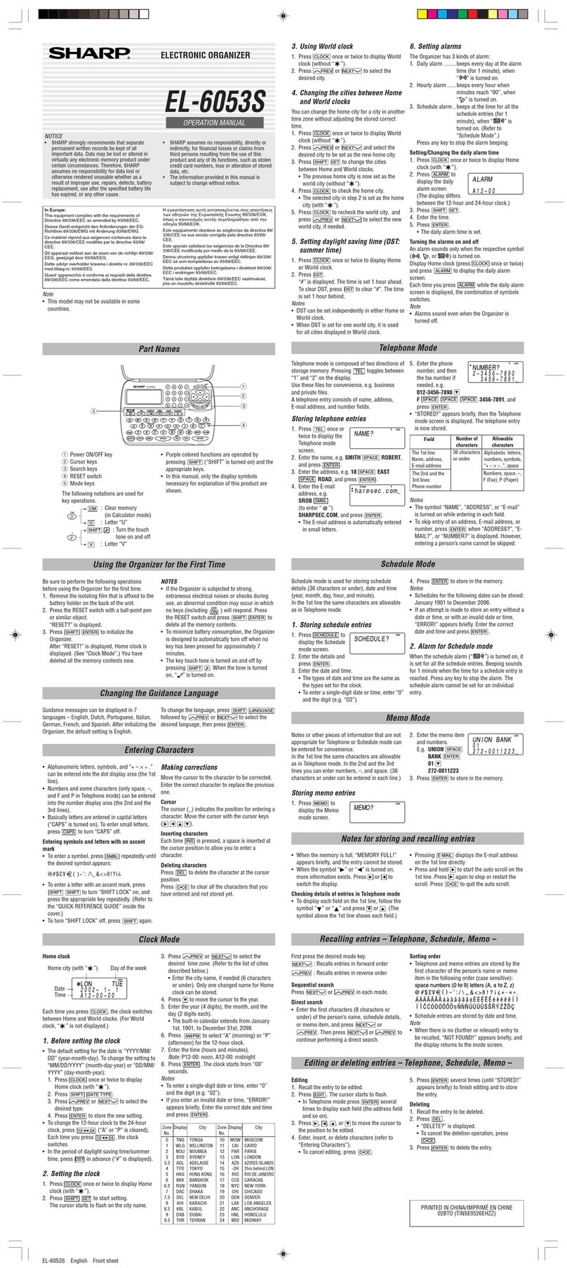 Sharp EL-6053S User manual