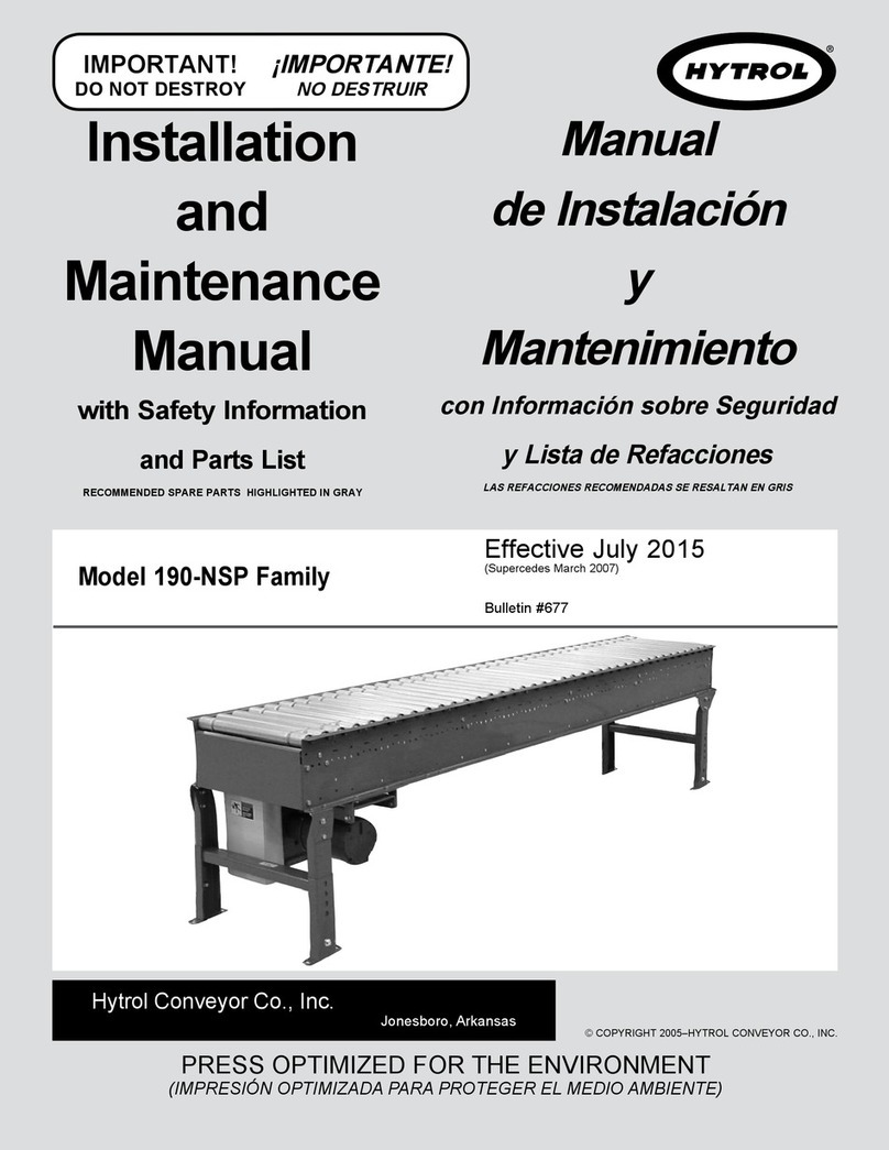 HYTROL 190-NSP Series Installation and maintenance manual