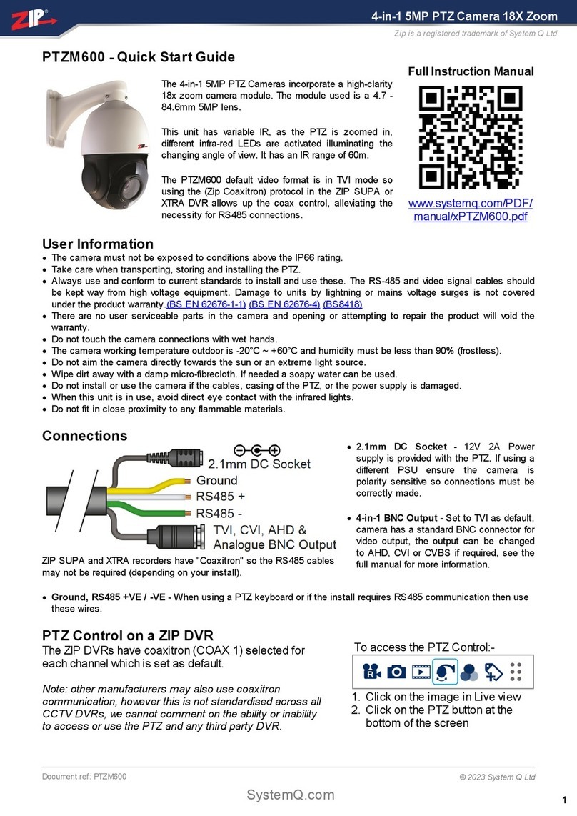 System Q PTZM600 quick start guide