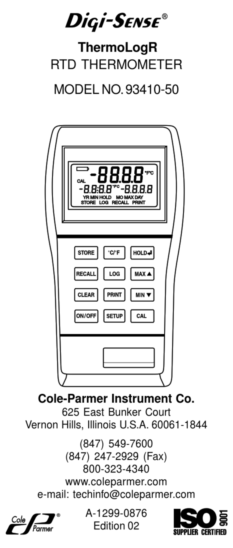 Digi-Sense ThermoLogR 93410-50 manual