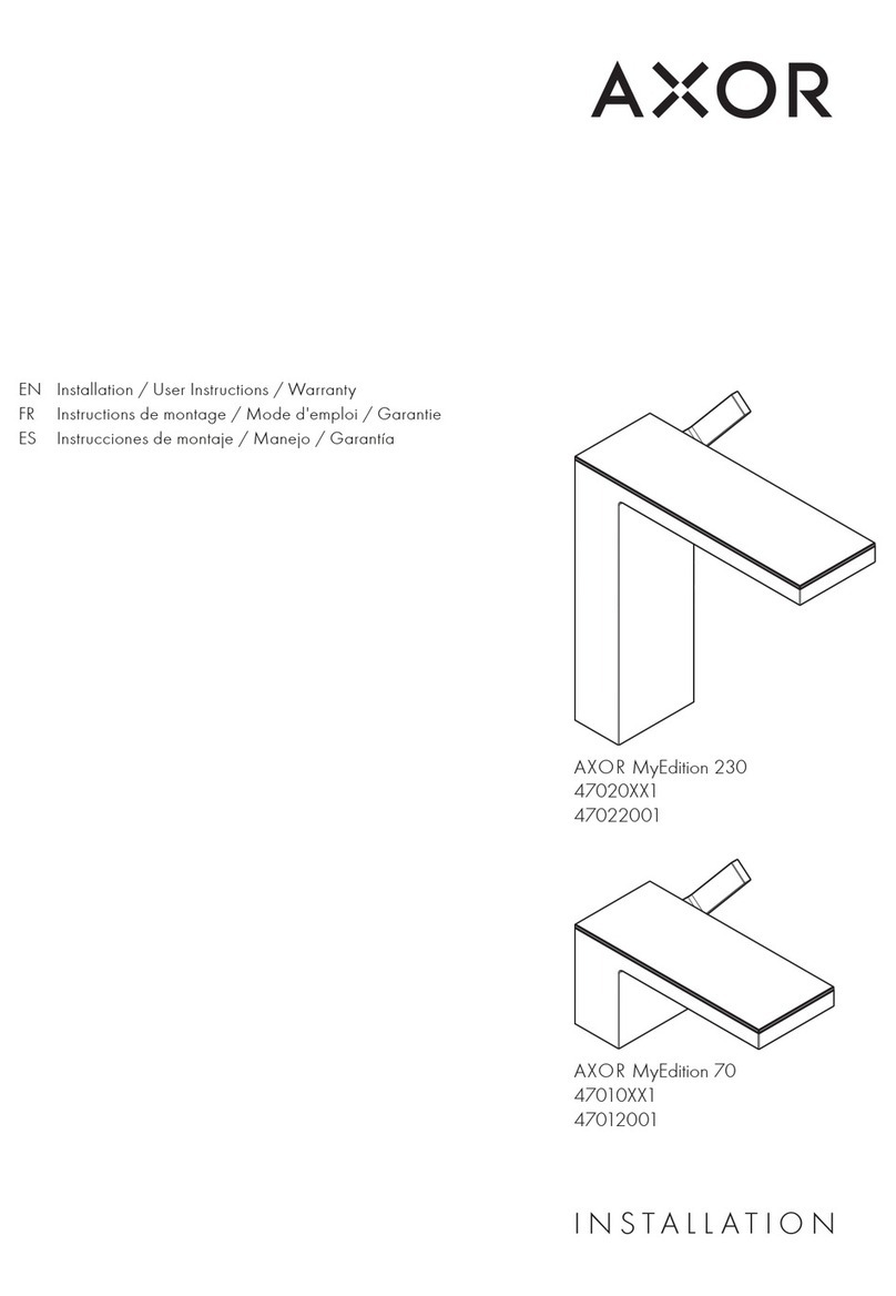 Hans Grohe AXOR MyEdition 230 47020 1 Series Installation/User Instructions/Warranty Hans Grohe AXOR MyEdition 230 47020 1 Series Installation/User Instructions/Warranty