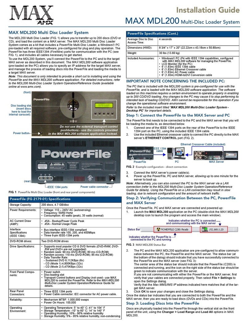 AMX MAX PowerFile MDL200 User manual AMX MAX PowerFile MDL200 User manual