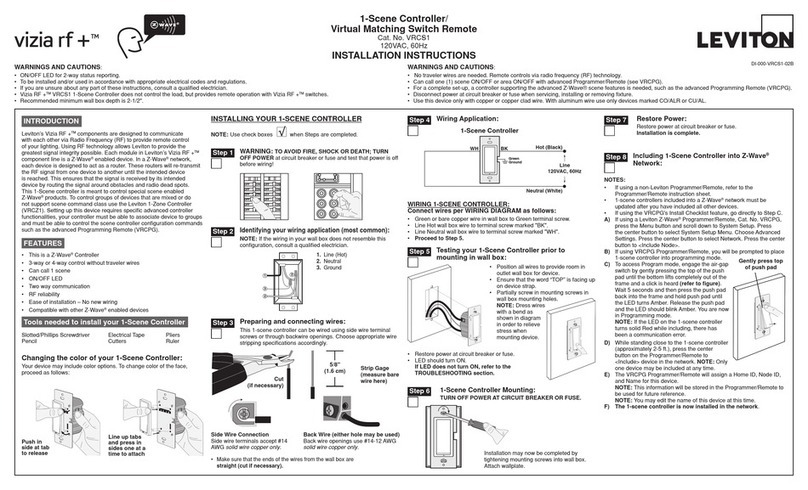 Leviton vizia rf+ VRCS1 User manual