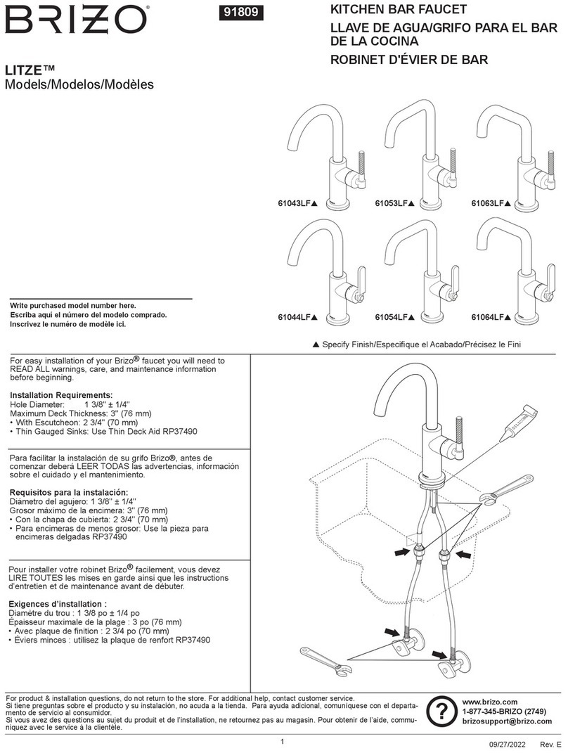 Brizo LITZE 61054LF-BLGL User manual