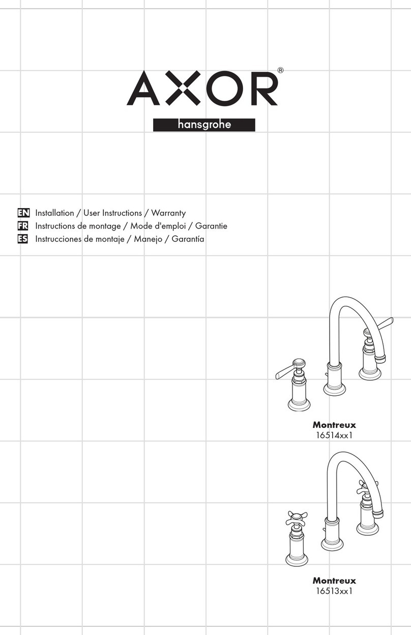Hans Grohe AXOR Montreux 16514 1 Series Installation/User Instructions/Warranty Hans Grohe AXOR Montreux 16514 1 Series Installation/User Instructions/Warranty