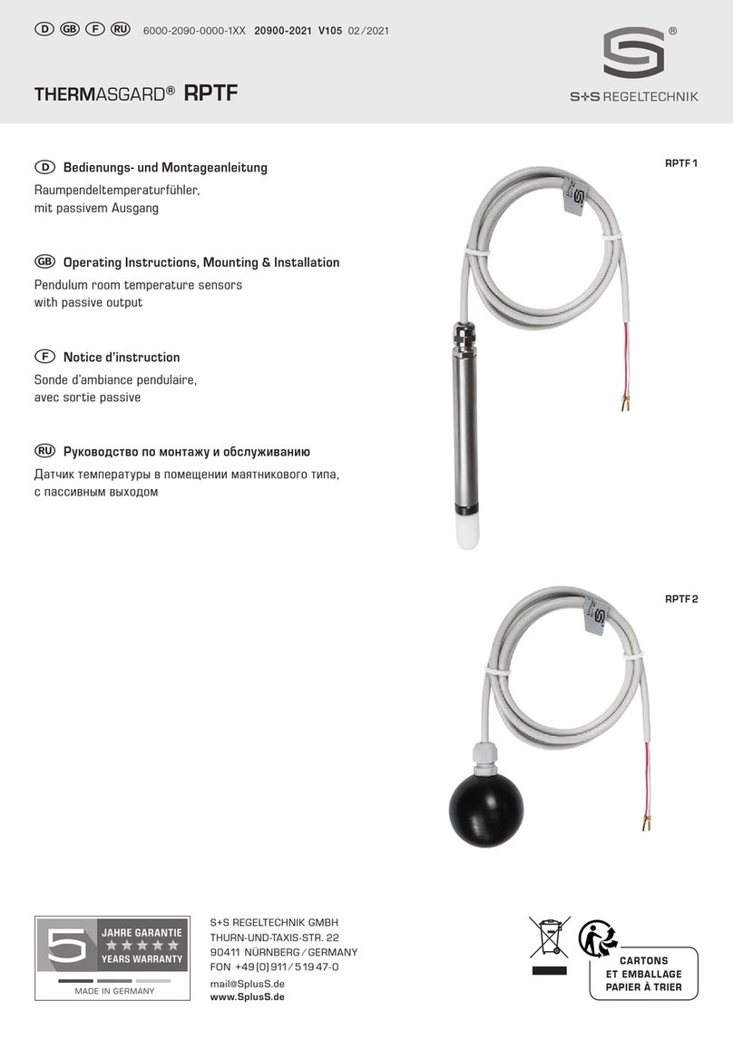 S+S Regeltechnik THERMASGARD RPTF Series Operating Instructions, Mounting & Installation