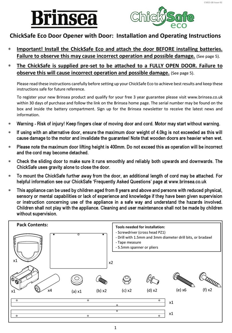 Brinsea ChickSafe Eco CS015 Installation and operating instructions