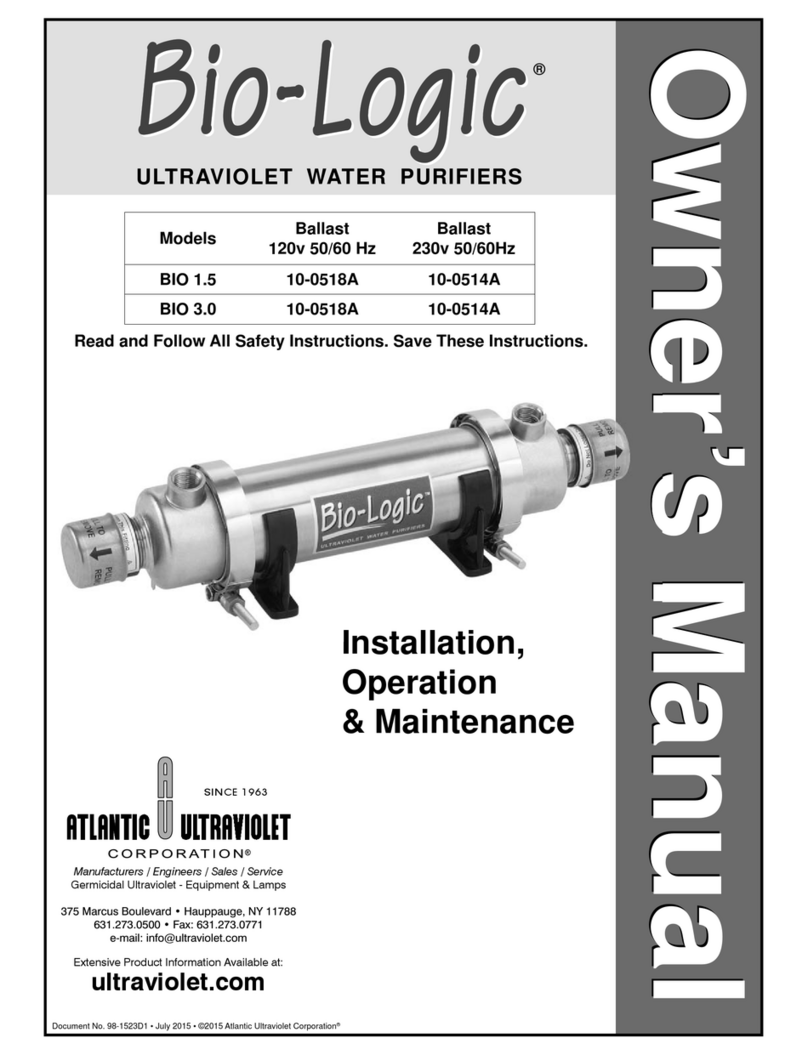 Atlantic Ultraviolet BIO 1.5 Owner's manual Atlantic Ultraviolet BIO 1.5 Owner's manual