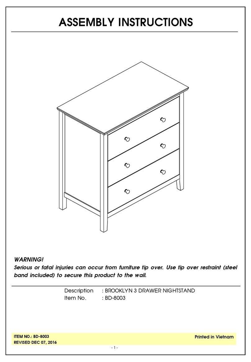 International Concepts BROOKLYN 3 DRAWER NIGHTSTAND BD-8003 User manual
