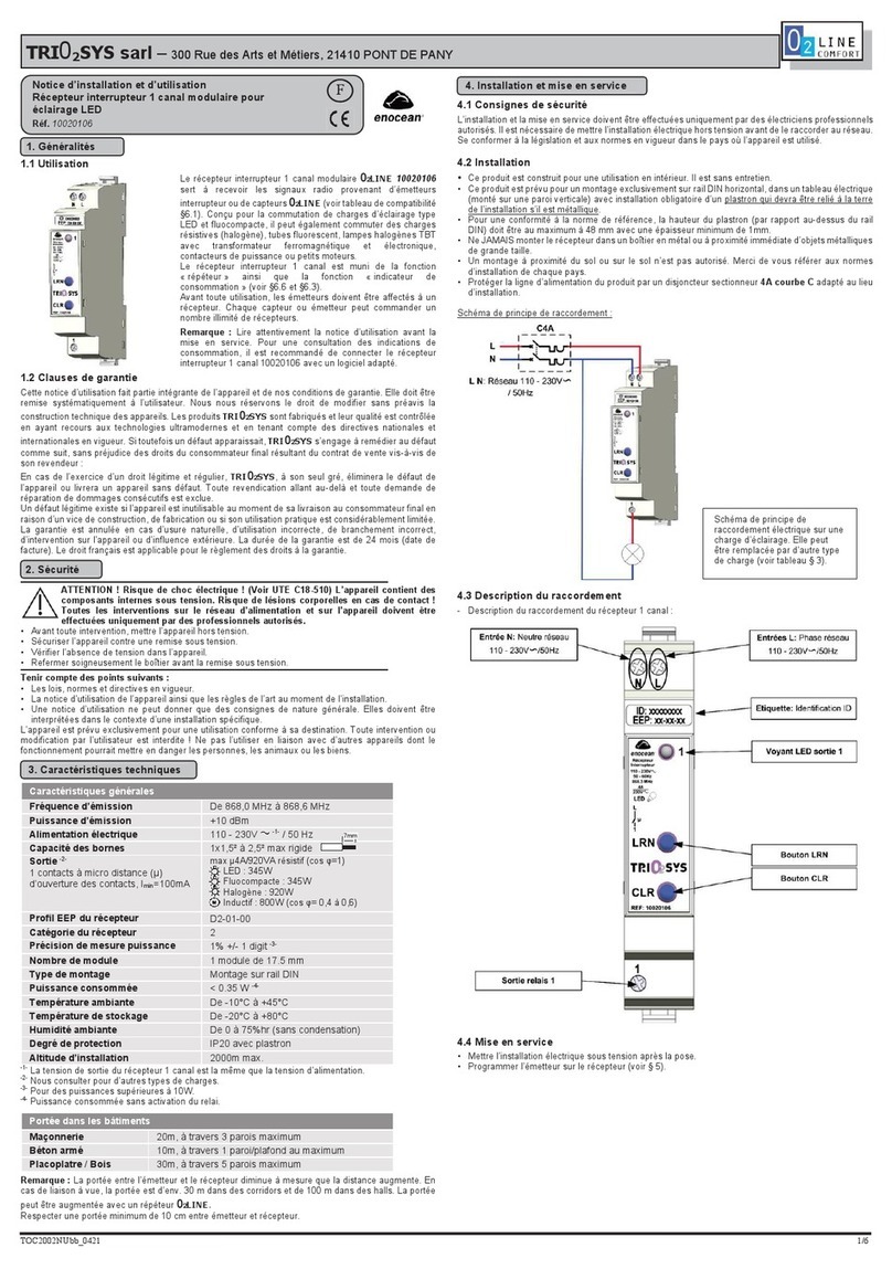 O2Line TRI02SYS 10020106 Installation and operating manual