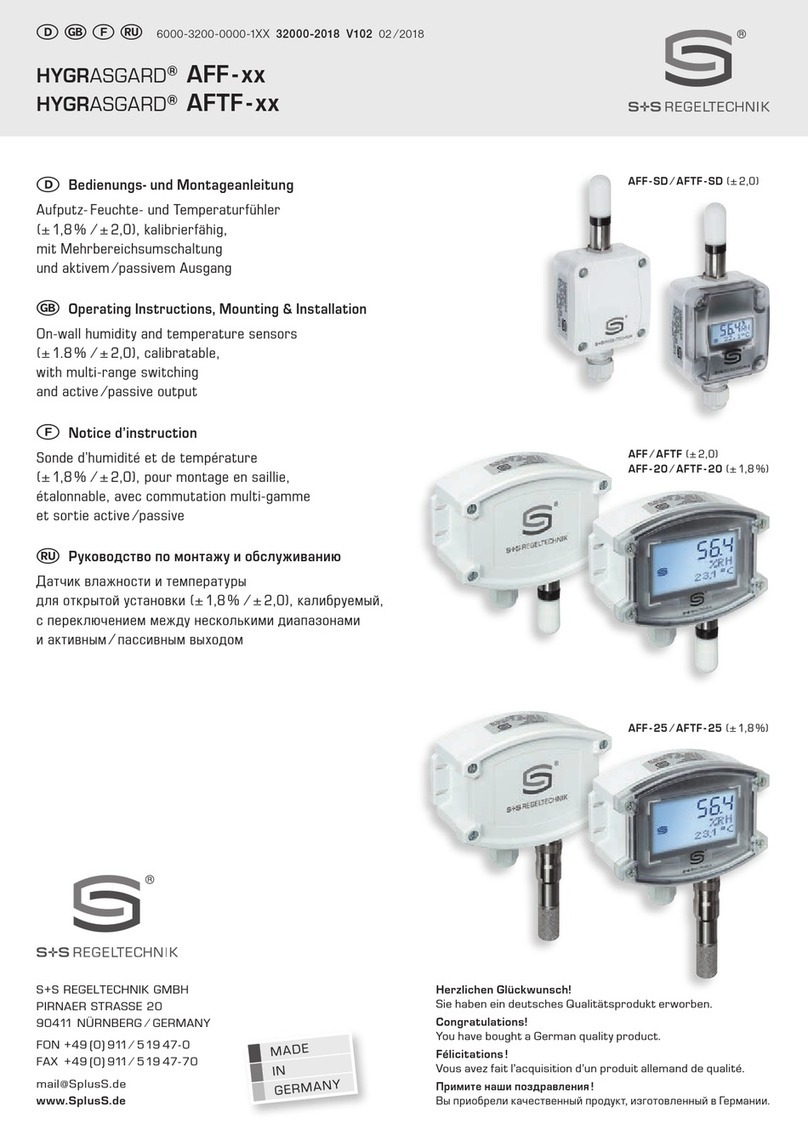S+S Regeltechnik HYGRASGARD AFTF Series Operating Instructions, Mounting & Installation