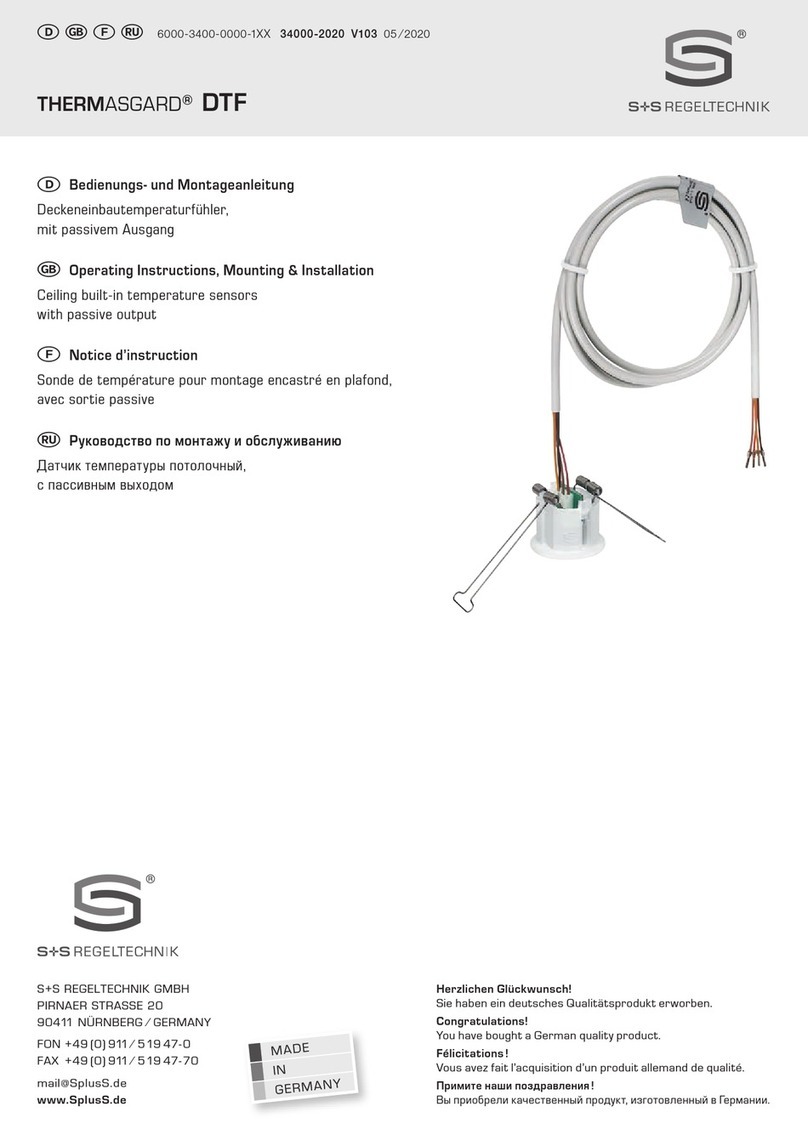 S+S Regeltechnik THERMASGARD DTF Operating Instructions, Mounting & Installation
