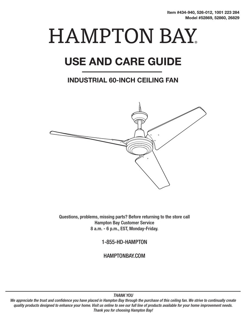 HAMPTON BAY 52869 Use and care guide