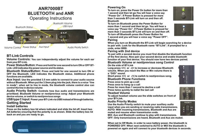 Pilot Communications ANR7000BT operating instructions