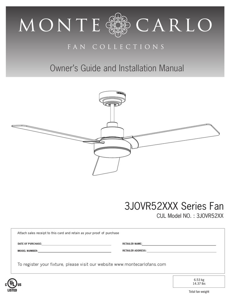 Monte Carlo Fan Company Jovie 3JOVR52 Series Owner's guide and installation manual