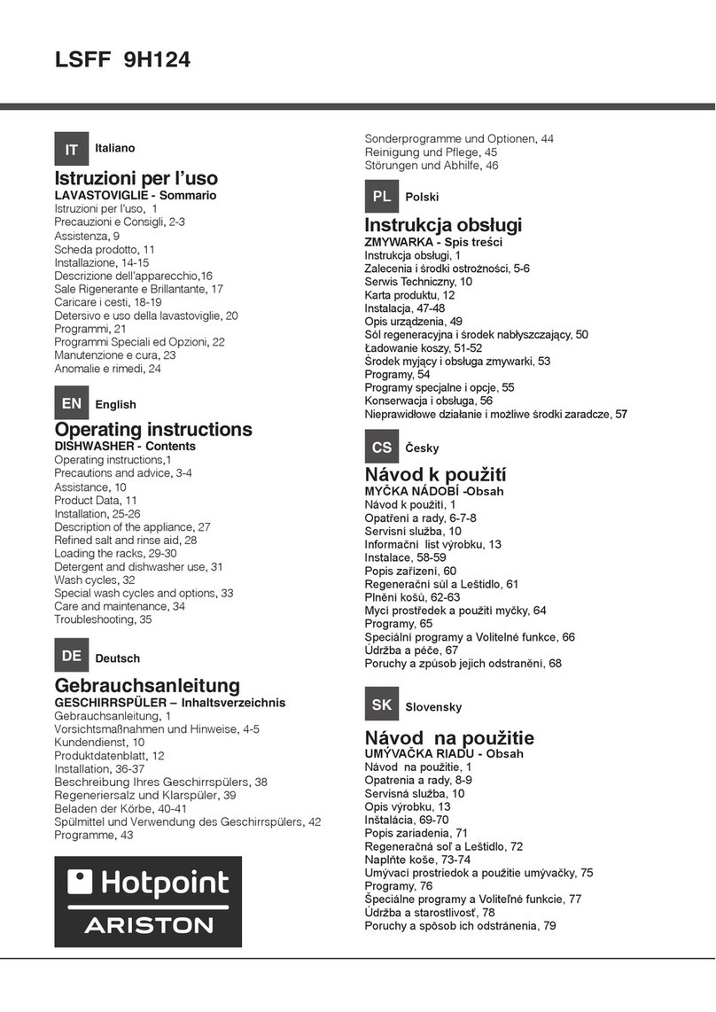 Hotpoint Ariston LSFF 9H124 operating instructions