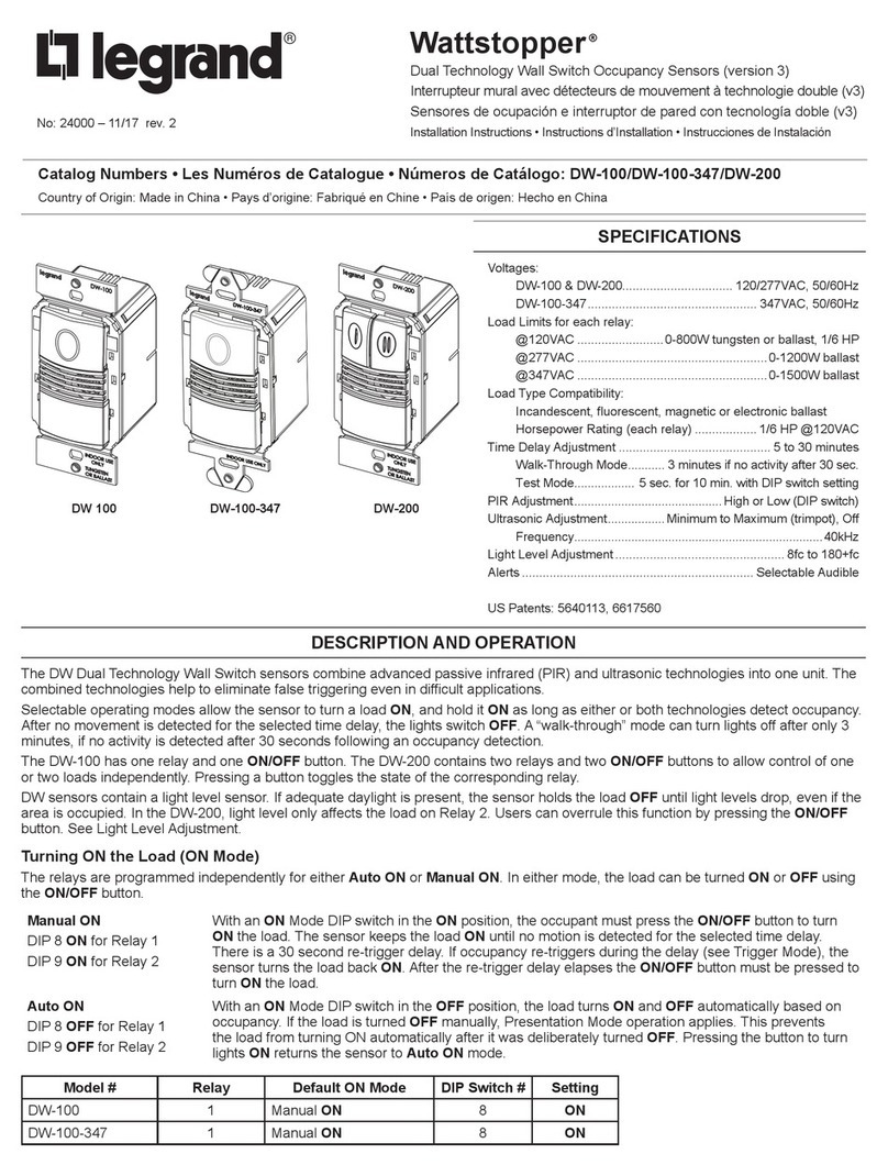 LEGRAND WattStopper DW-100-347 User manual