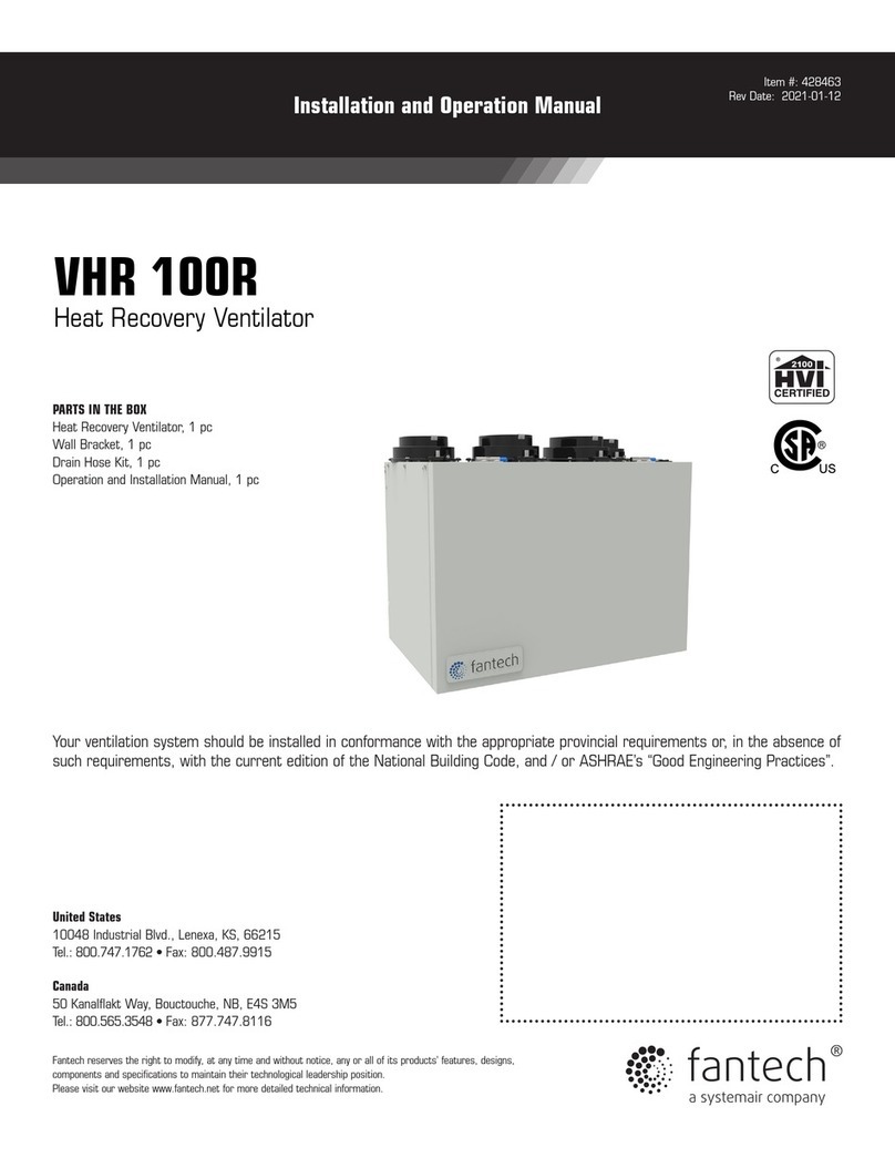 System air FANTECH VHR100R Installation and operation manual