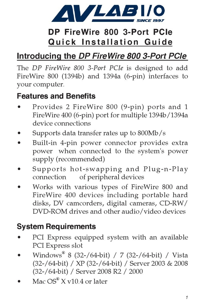 AvLab DP FireWire 800 Quick installation guide