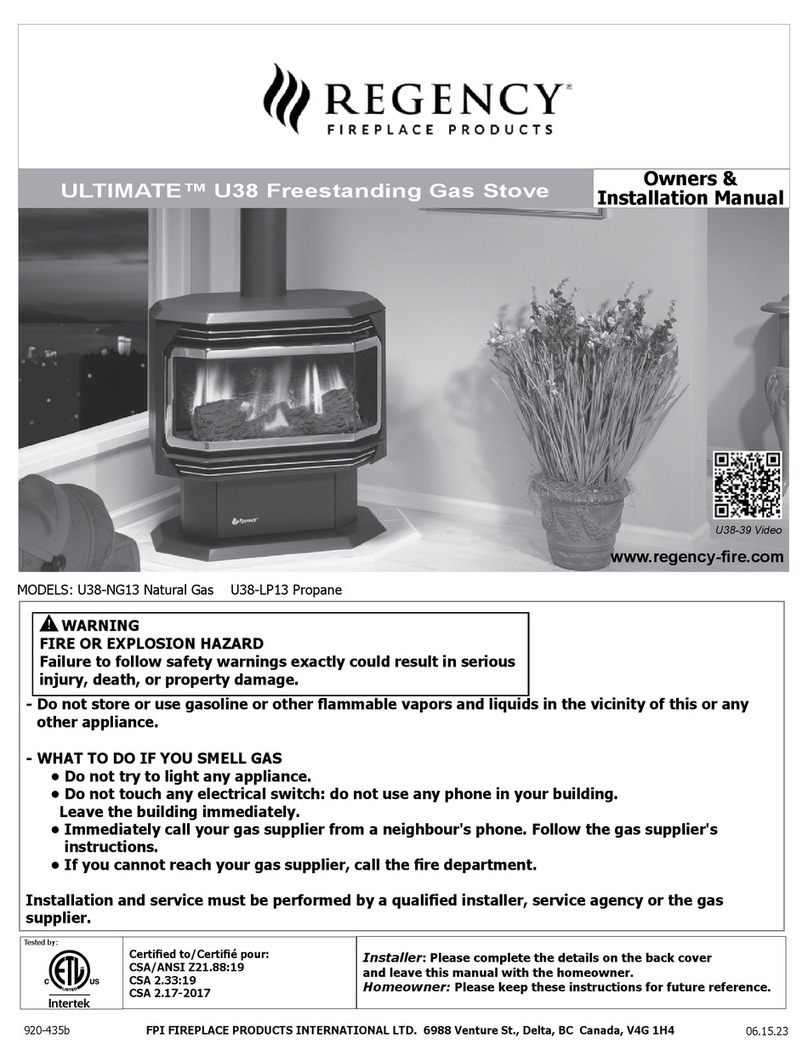 Regency Fireplace Products U38-NG13 Owners & installation manual Regency Fireplace Products U38-NG13 Owners & installation manual