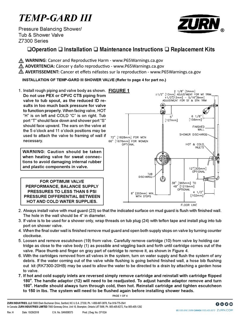 ZURN TEMP-GARD III Z7300-SS-MT-HW-H9 User manual