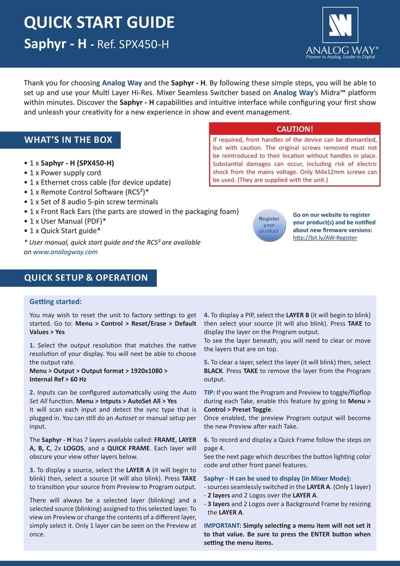 Analog way Saphyr-H User manual