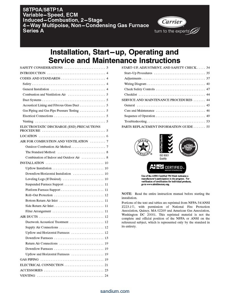 Carrier 58TP0A Installation, start-up, operating and service and maintenance instructions