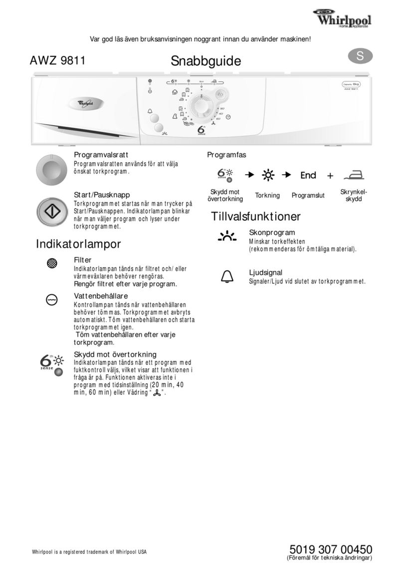 Whirlpool AWZ 9811 Quick reference guide
