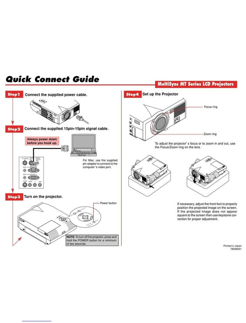 NEC MT Series Quick connect guide