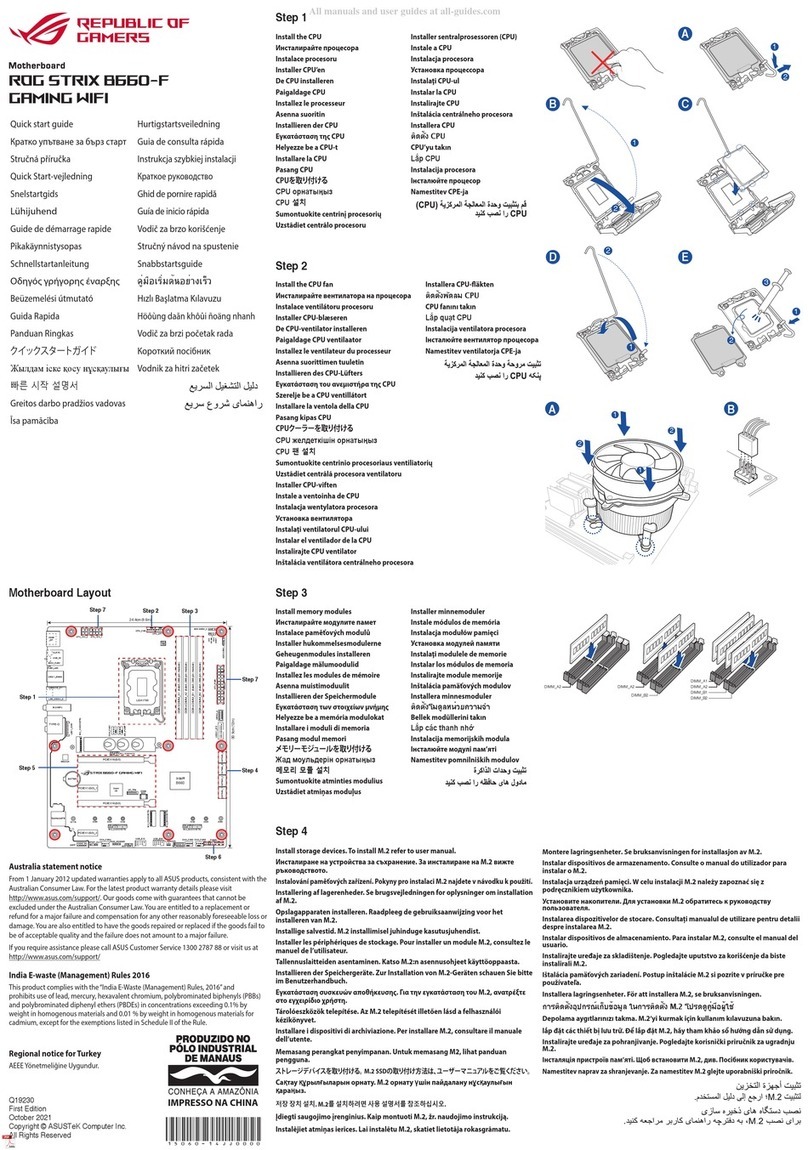 Asus ROG STRIX B660-F Gaming WiFi quick start guide
