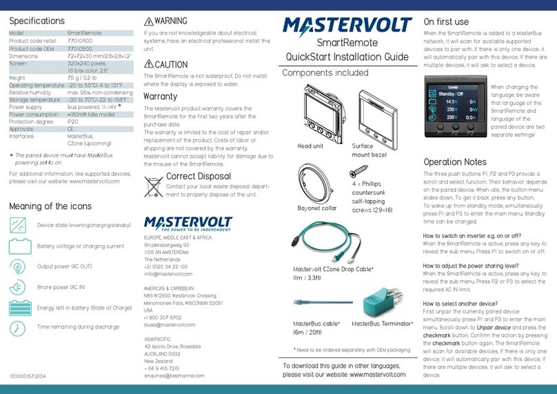 Mastervolt 77010600 Quick start installation guide