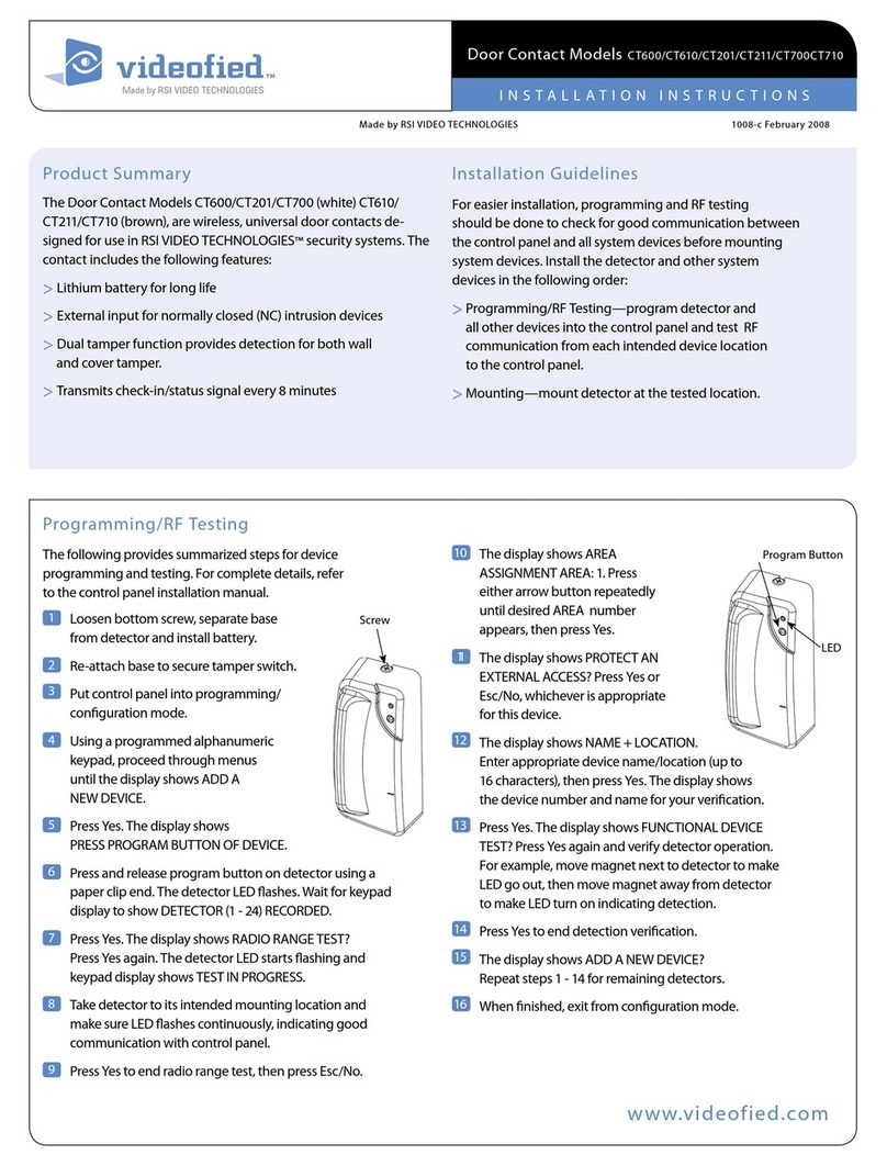 Videofied CT211 User manual