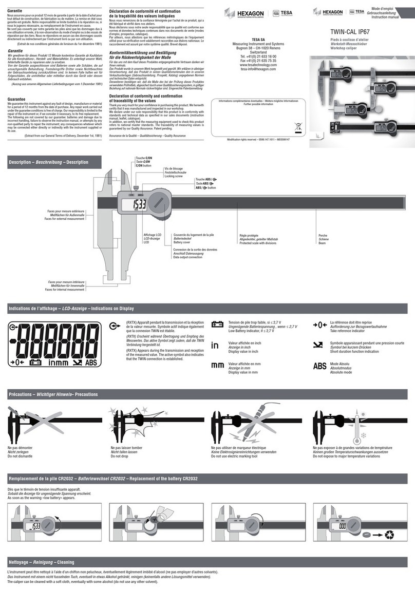 TESA HEXAGON TWIN-CAL instruction manual