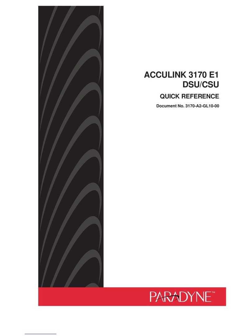Paradyne ACCULINK 3170 E1 DSU/CSU quick reference