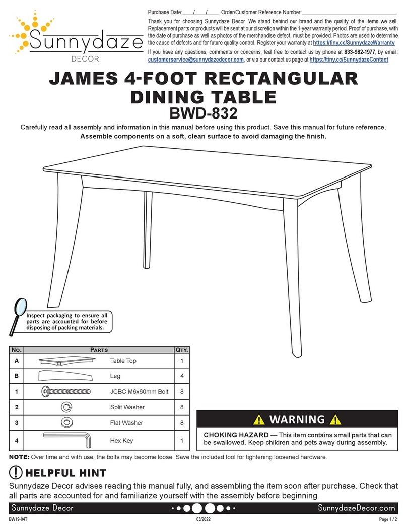 Sunnydaze Decor JAMES BWD-832 manual